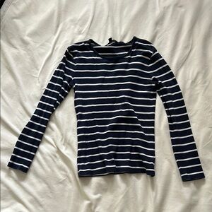 Navy and White Striped Long Sleeve Top